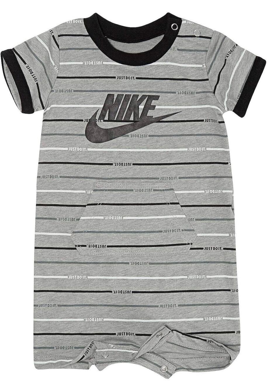 Nike Baby Boys Dri-FIT Raglan Romper - Gray & Black 3 Months